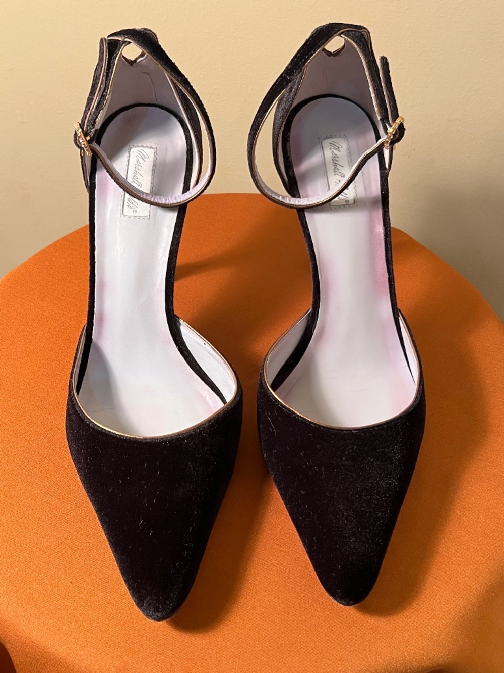 Black Velvet Dressy ankle strap pumps
